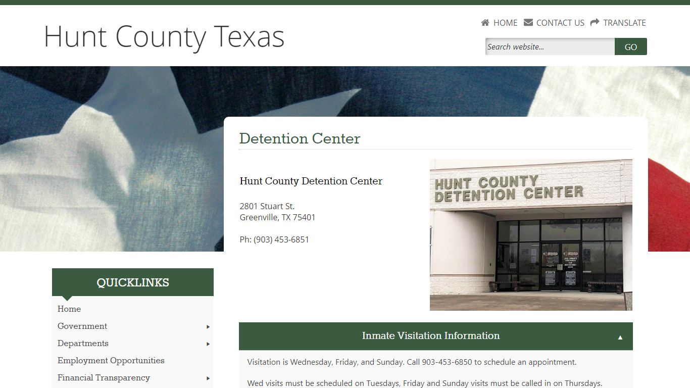 Welcome to Hunt County, Texas | Detention Center